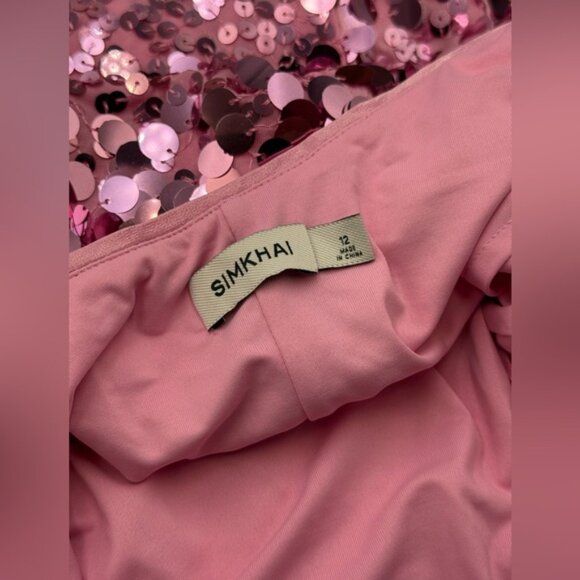🆕 SIMKHAI 🧿 NWOT Bex Sequined Embellished Maxi Dress, Sorbet Pink - Sz US 12 - Picture 15 of 16